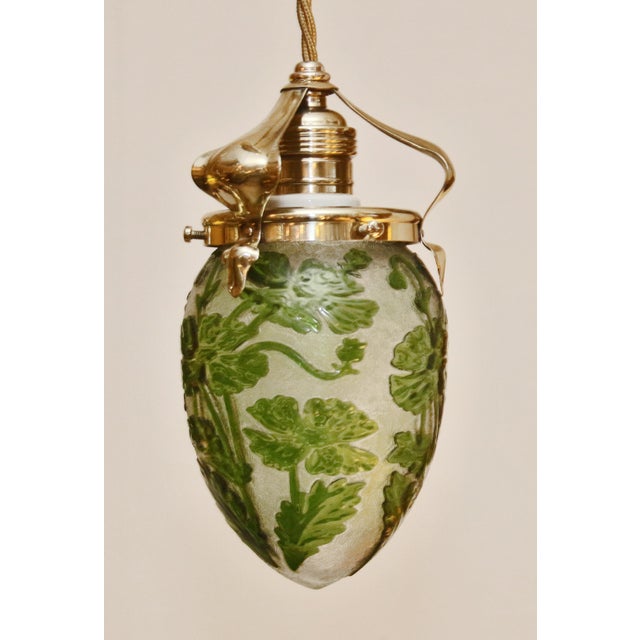 Art Nouveau Brass and Glass Chandelier, 1890s For Sale - Image 12 of 17