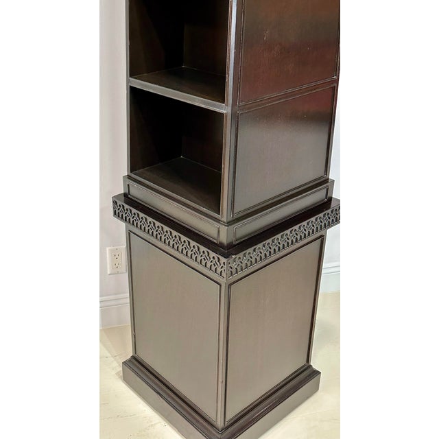 Baker Stately Homes Ebonized Obelisk Bookcase / Display Cabinet For Sale - Image 9 of 12