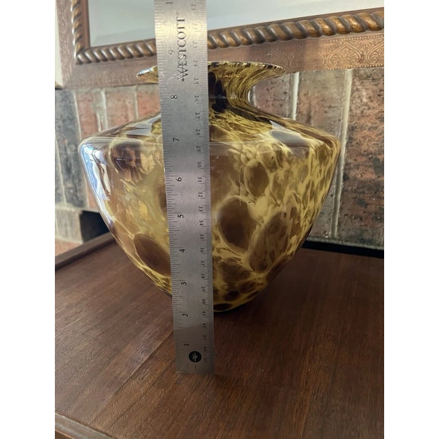 Murano Vntage Murano Style Amber Aventurine Art Glass Vase For Sale - Image 4 of 4