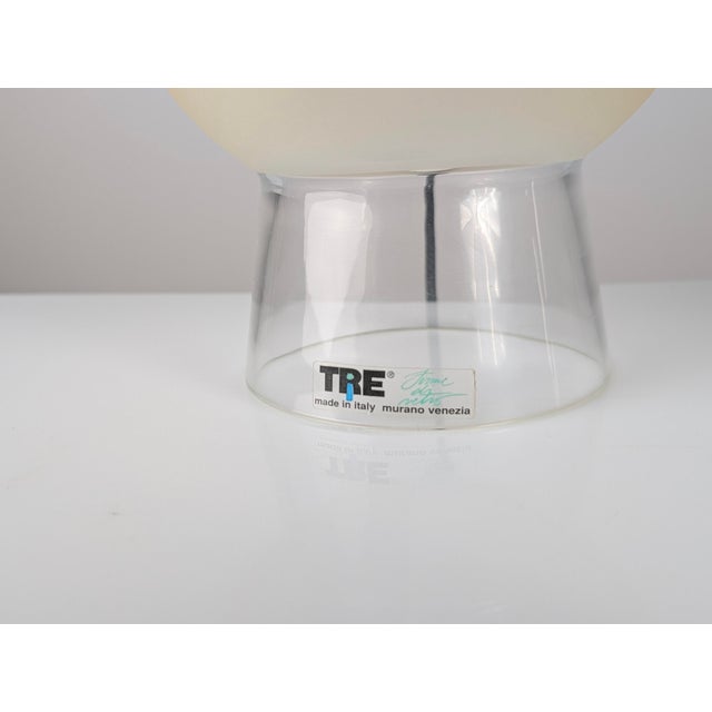 Glass Murano Glass Table Lamp in Geometric Cone and Frosted Sphere by Itre, Venice, 1980s For Sale - Image 7 of 8