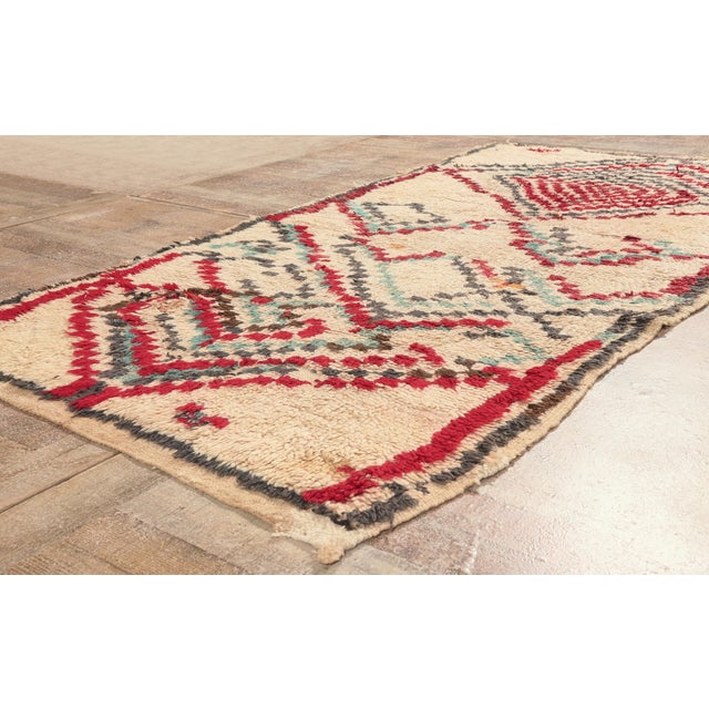 Beige Vintage Azilal Moroccan Rug, 03'10 X 07'05 For Sale - Image 8 of 10
