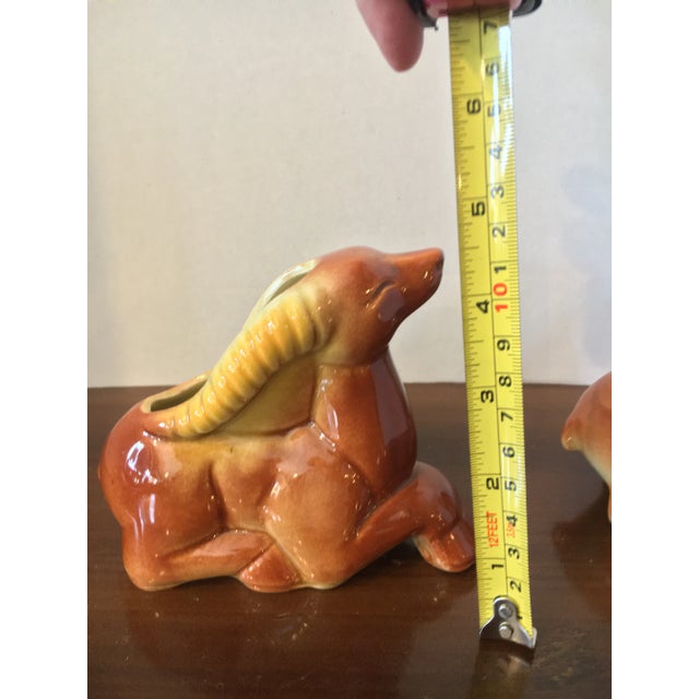 Chestnut 1960s Mid Century Usa Pottery Gazelle Planter Vases - a Pair For Sale - Image 8 of 10