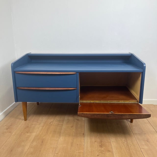 1960s Low Midnight Blue Wood Sideboard or TV Unit, 1960 For Sale - Image 5 of 11