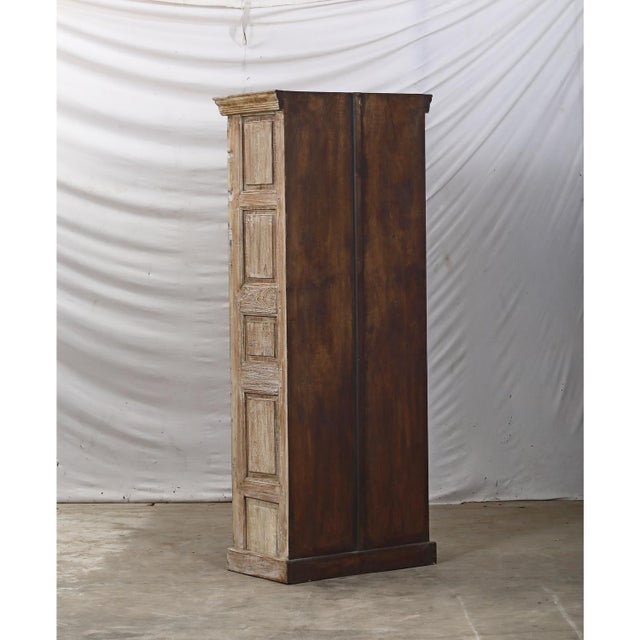 Tan Armoire Constructed From Antique Indian Teakwood Kerala Doors and Elements For Sale - Image 8 of 8