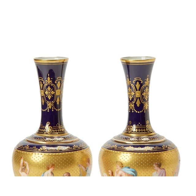 Antique Austrian Porcelain Gilt / Cobalt Blue-Ground Decorative Vase, Circa 1915 For Sale - Image 4 of 10
