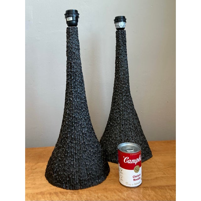 Vintage Textured Resin Table Lamps - Pair For Sale - Image 10 of 12