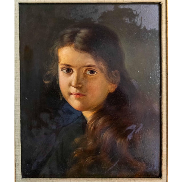 Portraiture 19th Century Portrait Painting of a Young Girl After Ferdinand Strauss, Giltwood Frame For Sale - Image 3 of 14