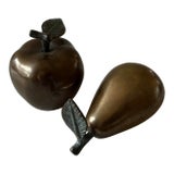 Vintage Mid Century Apple and Pear Bronze Sculptures For Sale