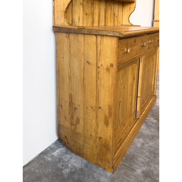 Brown Antique English Pine Dresser With Sliding Door Base For Sale - Image 8 of 8