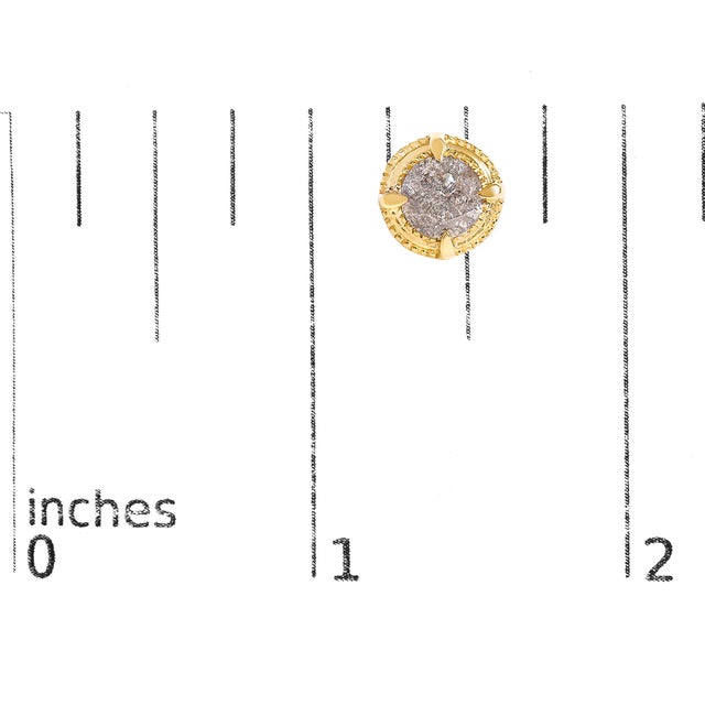 14K Yellow Gold Plated .925 Sterling Silver 1.0 Cttw Round Brilliant Cut Diamond Solitaire Milgrain Stud Earrings, A Pair For Sale In New York - Image 6 of 6