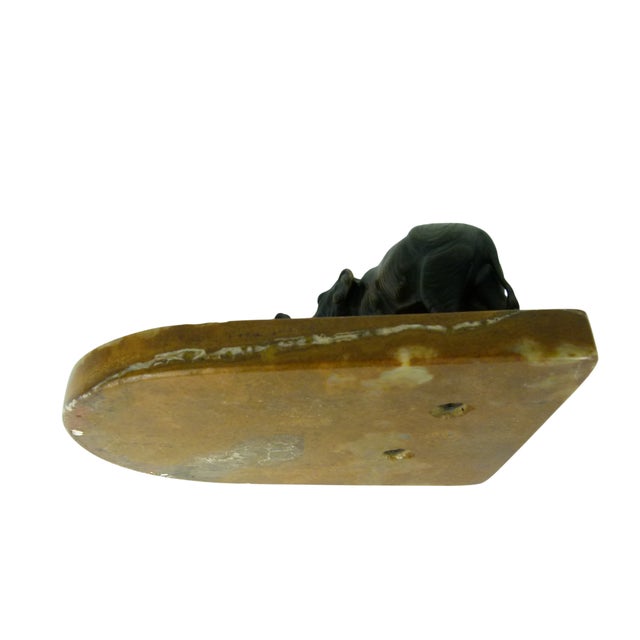 1920s Art Deco Austrian Bronze Elephant on Figured Stone Tray For Sale - Image 9 of 12