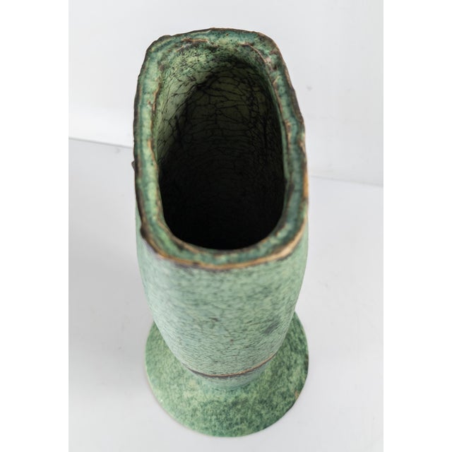 Late 20th Century Art Pottery Vase in Copper Verdigris Green Attributed to Randy Johnston For Sale - Image 9 of 14
