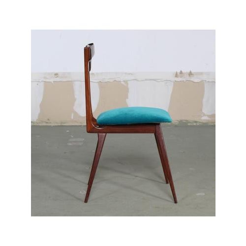 Velvet and Wood Chair, 1959 For Sale - Image 4 of 18