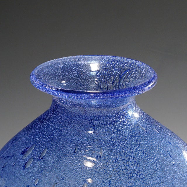 Mid 20th Century Monumental Ercole Barovier - Barovier & Toso Efeso Blue Vase 1964 For Sale - Image 5 of 13