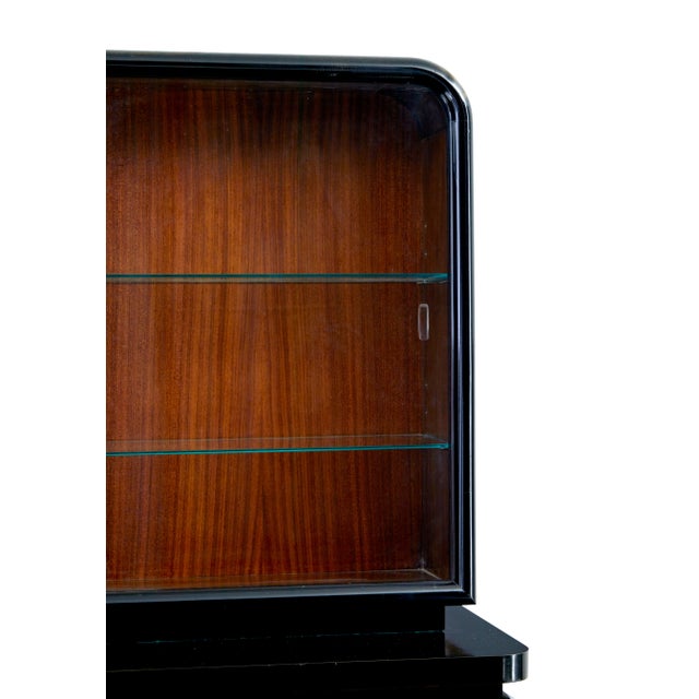 Art Deco Black Lacquered Glazed Cabinets, 1930, Set of 2 For Sale - Image 4 of 13