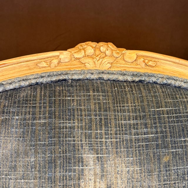 Blue 19th Century French Louis XV King and Queen Armchairs or Fauteuils -a Pair For Sale - Image 8 of 10