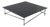 Minimalist Black Glass Coffee Table with Industrial Metal Base For Sale