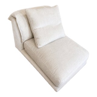 Montauk "Jill" Armless Chair in Light Cream Off-White Velvet For Sale