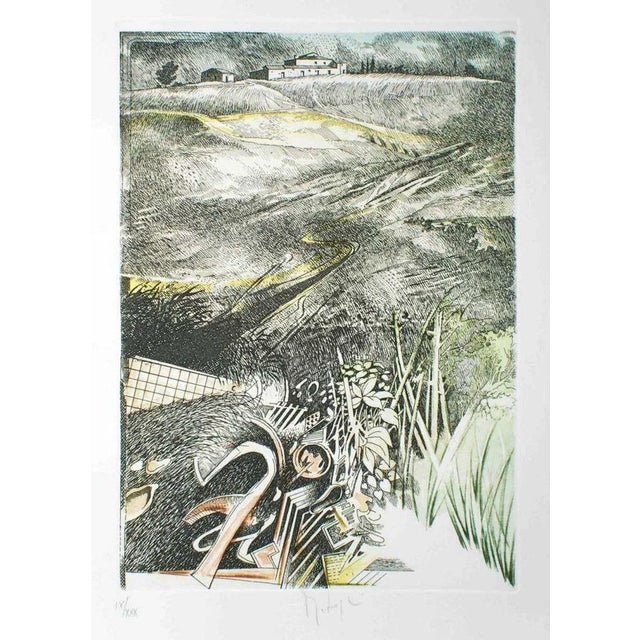 Image dimensions: 33x23 cm. One of artworks in the ''Luoghi della Poesia'' by Paolo Volponi and Ercole Bellucci. Edition...