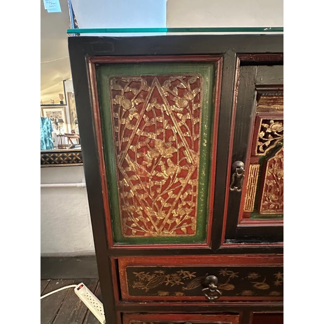 Large Carved Antique Chinese Cabinet Console From Fujian Province For Sale - Image 12 of 16
