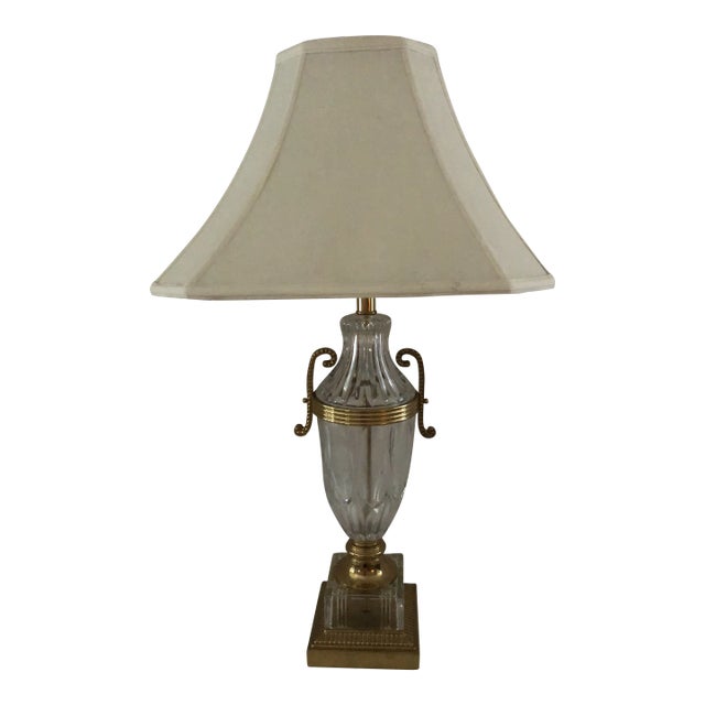 Ethan Allen Crystal and Brass Table Lamp For Sale