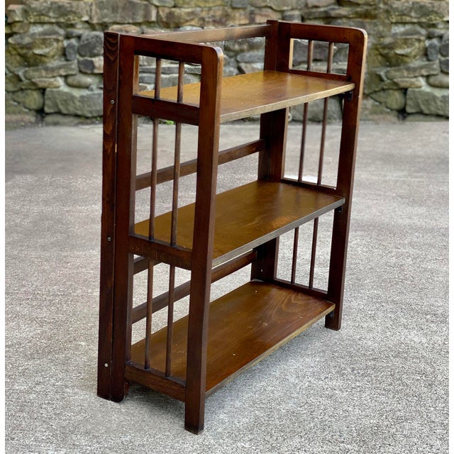 Vintage Traditional Mission Style Folding Etagere Bookshelf Stand