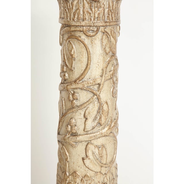 1950s James Mont Glazed Silver Leaf Finish Lamps - a Pair For Sale In New York - Image 6 of 11