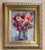 Original floral Impressionist painting on stretched canvas in a vintage wood frame with silver leaf. The painting is in a...