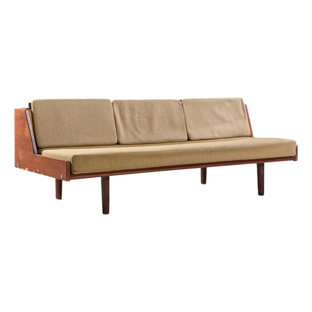 Hans Wegner for Getama Ge6 Mid Century Danish Teak and Cane Daybed Sofa For Sale