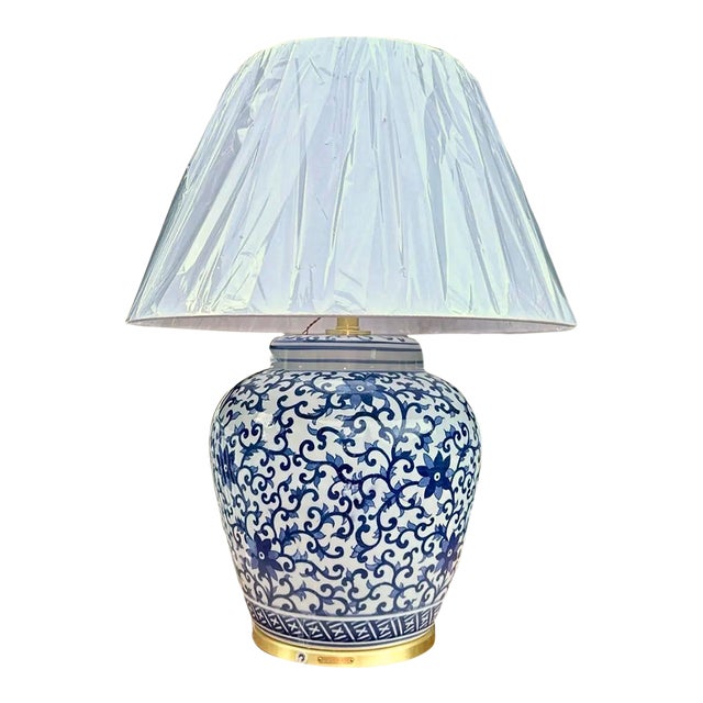 Ralph Lauren Blue & White Porcelain Lamp For Sale