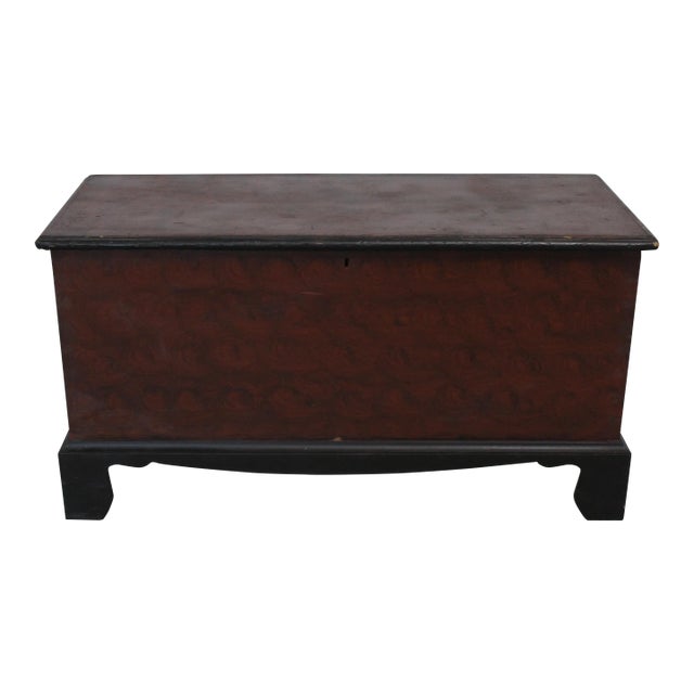 Primitive American Pennsylvania Antique Blanket Chest Bench Cira 1800