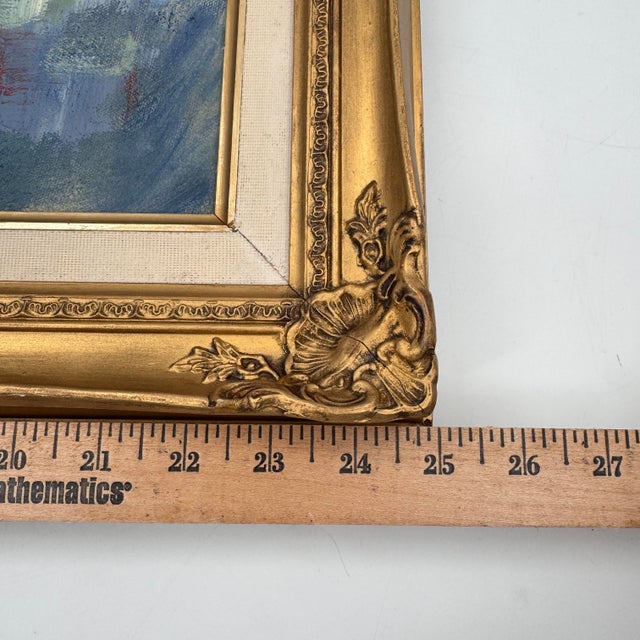 Vintage Modernist Oil Painting Still Life in Gilt Frame - Unsigned For Sale - Image 11 of 12