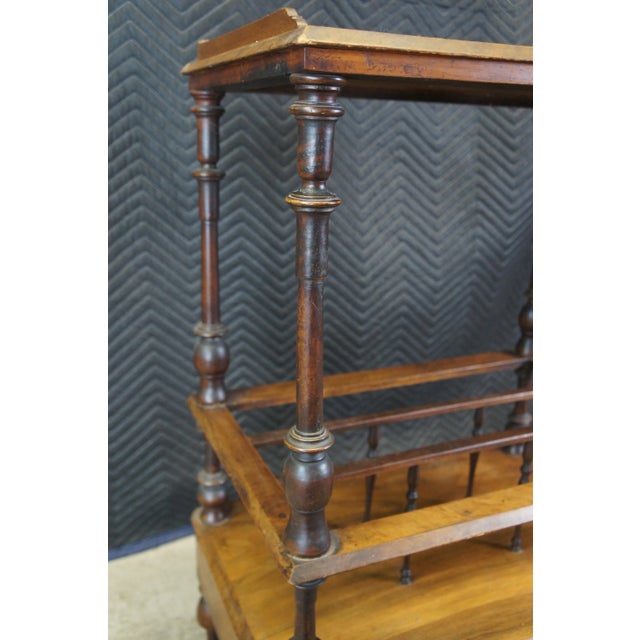 Early 20th Century Antique Victorian Walnut Canterbury Whatnot Bar Cart Magazine Rack Stand For Sale - Image 9 of 12