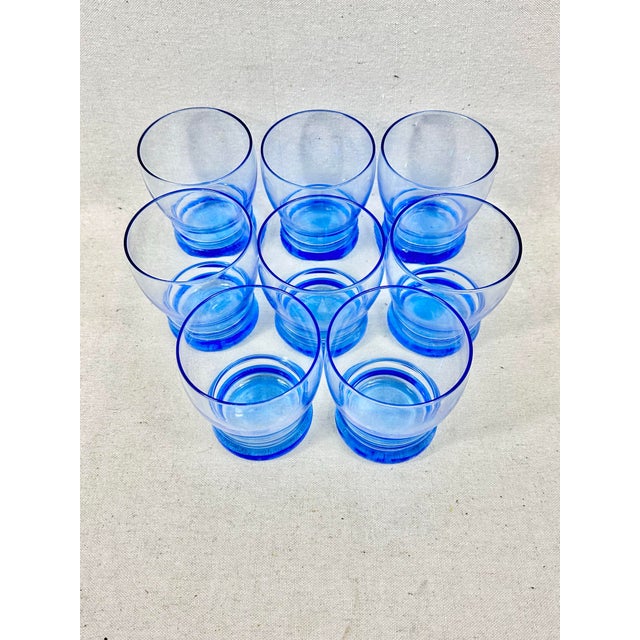 Mid-Century Modern Vintage Blue Juice Glasses-Set of 8 For Sale - Image 3 of 7