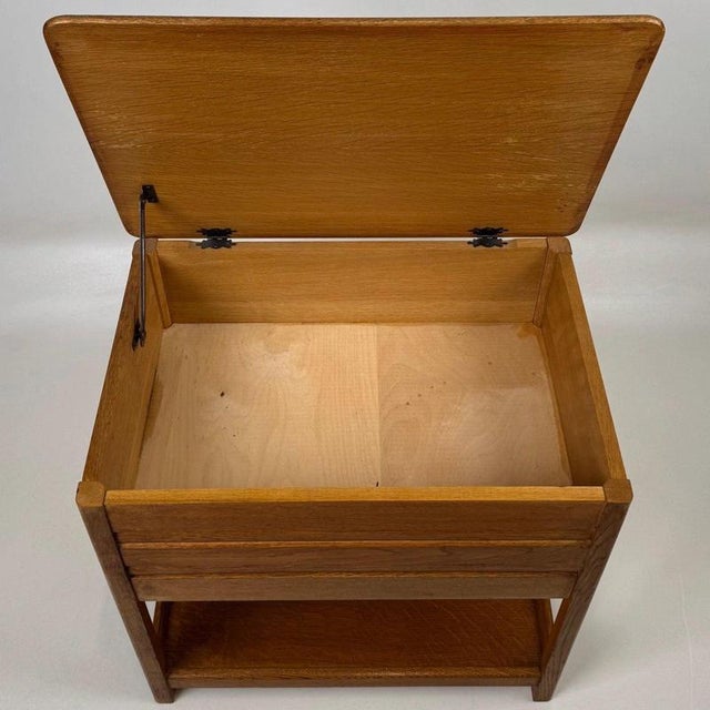 Antique Early 20th Century English Oak Storage Box on Stand For Sale - Image 3 of 13