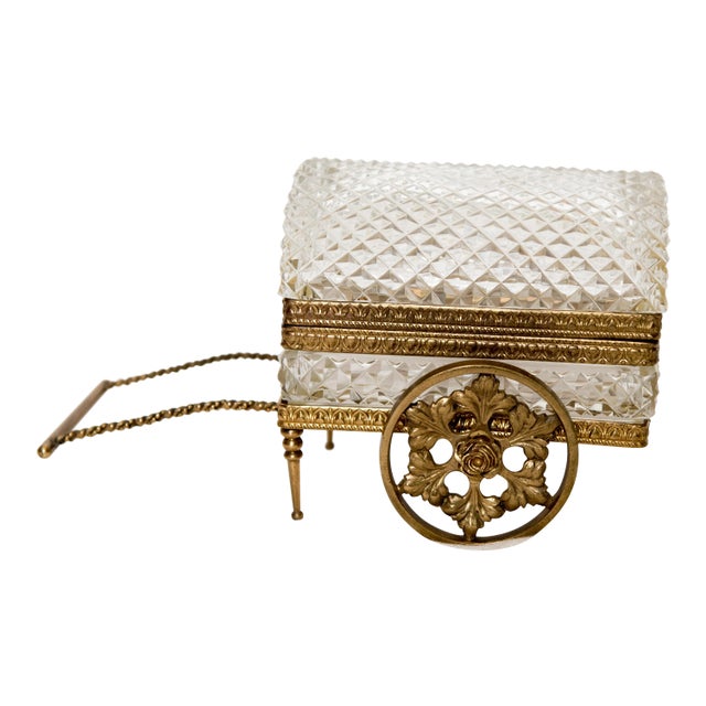 Metal Vintage German Crystal & Bronze Jewelry Casket Carriage For Sale - Image 7 of 7
