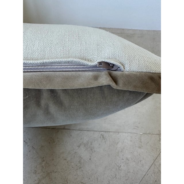 Custom Silk Velvet and Linen Lumbar Pillow For Sale In Los Angeles - Image 6 of 8