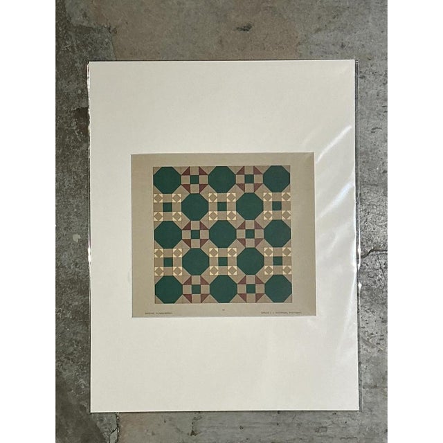 Mid 20th Century Vintage Geometric Tile Pattern Serigraph For Sale - Image 5 of 12