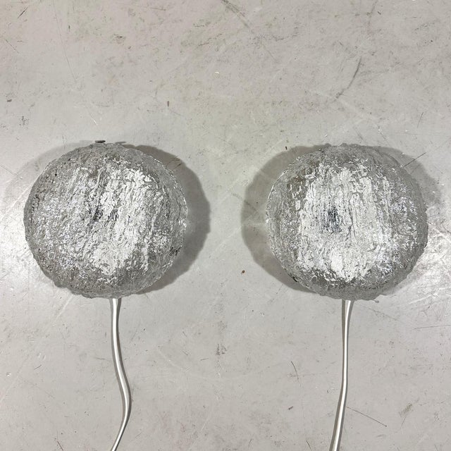 Silver Vintage Ice Glass Wall Lamps from Kaiser Leuchten, 1960s, Set of 2 For Sale - Image 8 of 16