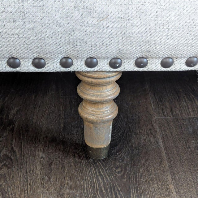 Light Gray Pottery Barn Tallulah 3-Seat Neutral Sofa With Wooden Legs For Sale - Image 8 of 10