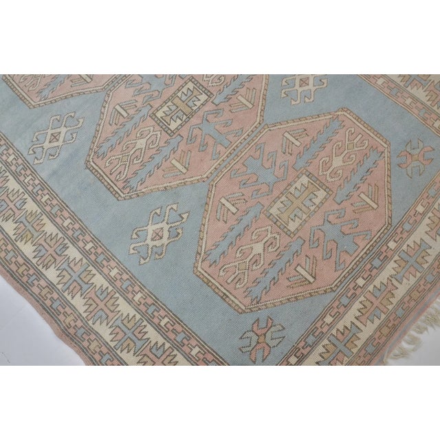 Light Turqouise Vintage Anatolian Carpet For Sale - Image 9 of 10