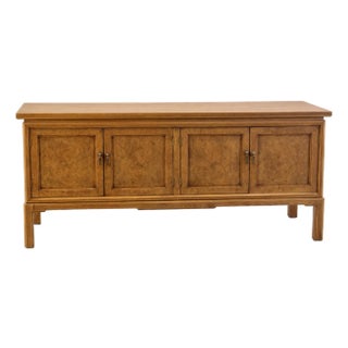 Mid 20th Century Burl Walnut Four Door Sideboard Credenza by Thomasville For Sale