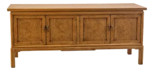 Mid 20th Century Burl Walnut Four Door Sideboard Credenza by Thomasville