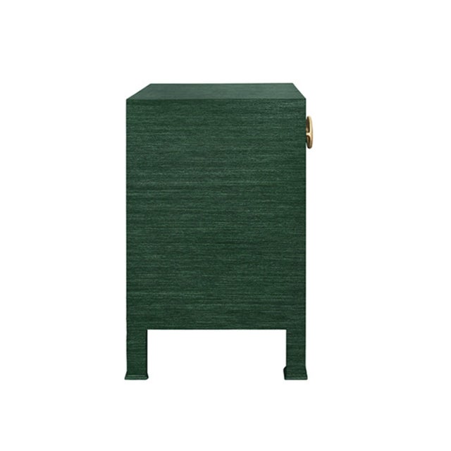 Not Yet Made - Made To Order Matthew Izzo Home Malcolm Green Grasscloth One Drawer Side Table With Brass Drawer Pull For Sale - Image 5 of 6