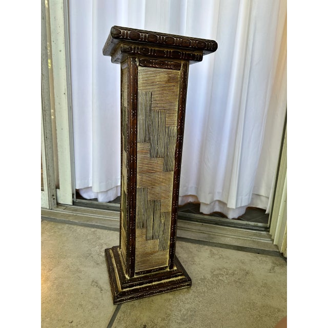 Rattan Tramp Art Style Pedestal For Sale - Image 4 of 4