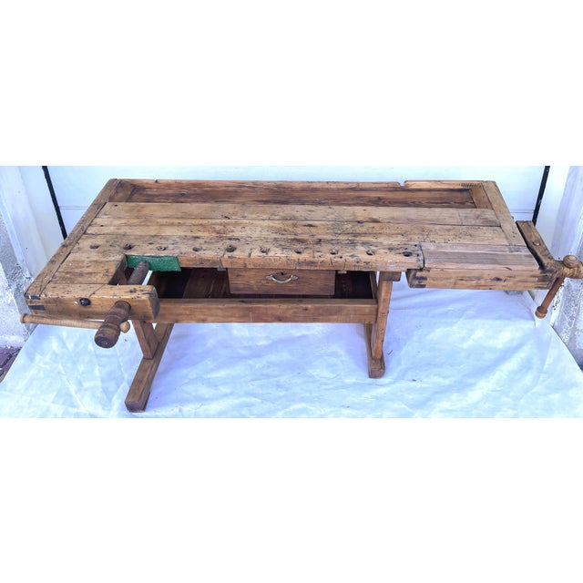 Carpenters Workbench with Drawer and Trough, 1900s For Sale - Image 6 of 18