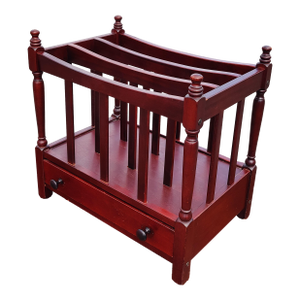 Vintage Canterbury Magazine Rack / Mahogany Wood Finish