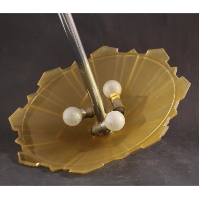 French Art Deco Ceiling Light in Chrome & Glass, 1930s For Sale - Image 4 of 13