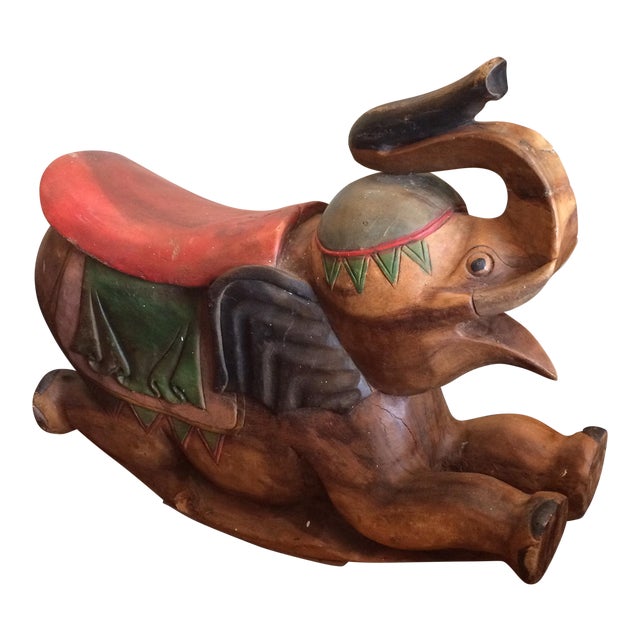 Bohemian Solid Wood Elephant Rocking Horse Chairish