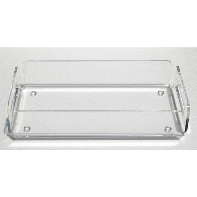 1980s Dorothy Thorpe Style Sculptural Rectangle Clear Lucite Serving Tray For Sale In Miami - Image 6 of 15